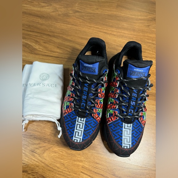 Versace Trigreca La Greca Signature Black Multicolour Men Size 10 EU 43 '